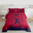 thumbnail image 2 of Homewish Cartoon Baseball Athlete Queen Comforter Set for Kids, Cartoon Ball Gaming Bedding Sets, Crismon Blue Stripes Reversible Bedding Comforter Set, Breathable Home Decor, 3pcs, 2 of 8