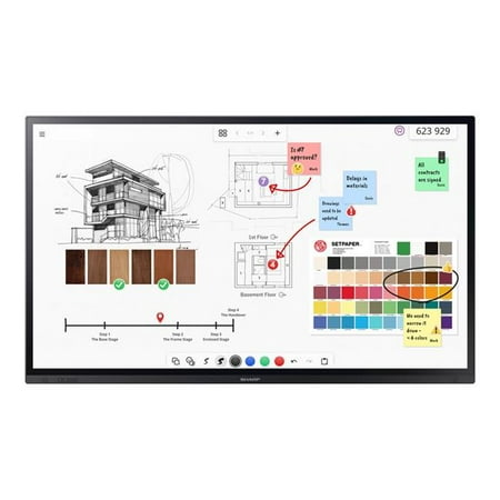 Sharp AQUOS BOARD PN-LA862 - 86" Diagonal Class (85.6" viewable) - PN-LC2 Series LED-backlit LCD display - education / business - with touchscreen (multi touch) - Windows - 4K UHD (2160p) 3840 x 2160 - HDR - direct-lit LED