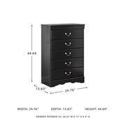 Ashley Furniture Huey Vineyards 5 Drawer Wood Chest in Black