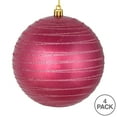 thumbnail image 2 of Vickerman 4.75" Berry Red Candy Finish Ball Ornament with Glitter Lines, 4 per Bag, 2 of 2