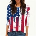 thumbnail image 4 of Women's 250th Anniversary USA Shirt Patriotic American Flag Print Crew Neck 3/4 Sleeve T-Shirt, 4 of 5