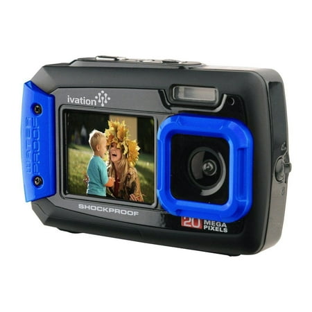 Seaview Underwater Camera - Ivation 20MP Underwater Shockproof Digital Camera, LCD Display (Blue)