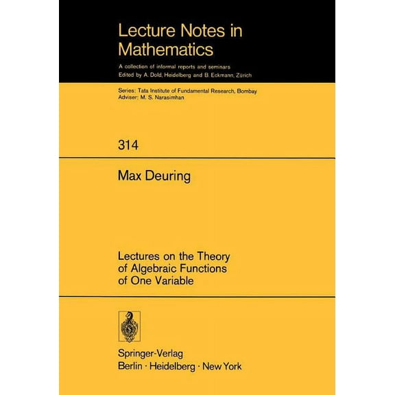 Lecture Notes in Mathematics Lectures on the Theory of Algebraic Functions of One Variable, Book 314, (Paperback)