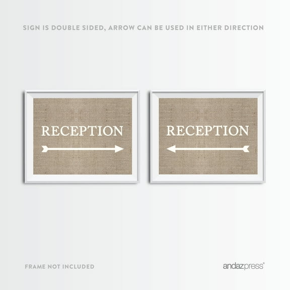 Reception Burlap Wedding Party Directional Signs, Double-Sided Big Arrow