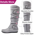 thumbnail image 4 of Love Steetly Women's Extra Wide Calf Knee High Boots, Slouchy Double Buckle Flat Fall Winter Boots., 4 of 7