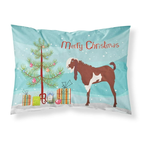 Carolines Treasures BB9257PILLOWCASE Jamnapari Goat Christmas Fabric Standard Pillowcase Teal Standard multicolor
