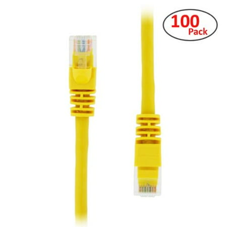 GearIt (100 Pack) 2 Feet Cat5e Ethernet Patch Cable - Computer LAN Network Cord, Yellow - Lifetime Warranty