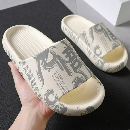 

2022 Summer Men Fashion Printing Outdoor Non-Slip Rubber Slippers EVA Indoor Soft Sole Couple Graffiti Sandals Male Beach Shoe