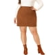 thumbnail image 2 of Plus Size Skirts for Women Faux Suede Printed Side Buttons Bodycon Short Mini Skirt Khaki 3X, 2 of 6