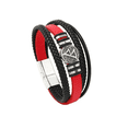 thumbnail image 1 of Pulsera Cuero Vikinga Vegvisir Valknut Hombre Mujer Layers Xtellar Color Rojo, 1 of 4