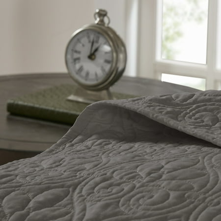 Home Essence Vancouver Solid Reversible Bedspread Set, Dark Grey, King