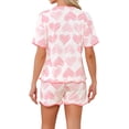 thumbnail image 3 of INSPIRE CHIC Womens Pajama Sets Ruffle Trim Cute Built-in Shelf Bra Button Down Tops with Shorts Sleepwear Lounge Sets M Pink Heart, 3 of 6
