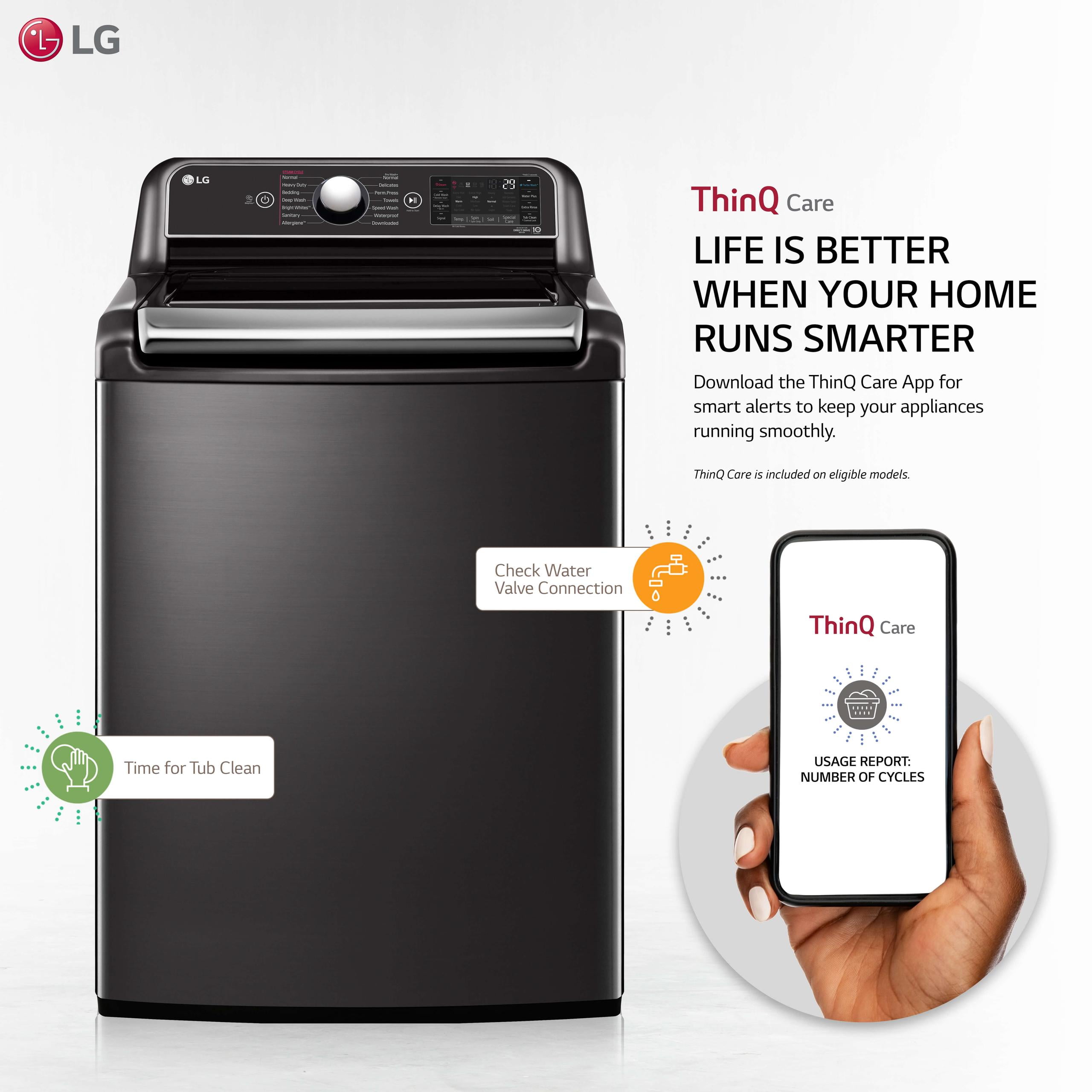 LG WT7900HBA Washer - Top Loading - 5.40 ft³ Washer Capacity - Smart Connect - Black Steel