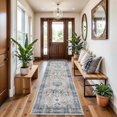 thumbnail image 3 of Washable Kitchen 3x8 Runner Rug - 3x8 Hallway Rug Distressed Mats Non-Slip Soft Room Floor Carpet for Dining Room (Grey/Blue, 3x8), 3 of 9
