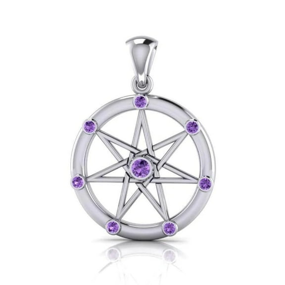 Elven Wiccan Seven Pointed Star Fairy 925 Sterling Silver Pendant Fine Jewelry