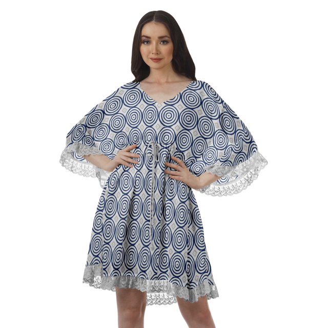 Moomaya Robe d'Été pour Femmes, Grande Taille, Kimono Aguichant Imprimé, Mini-Robe