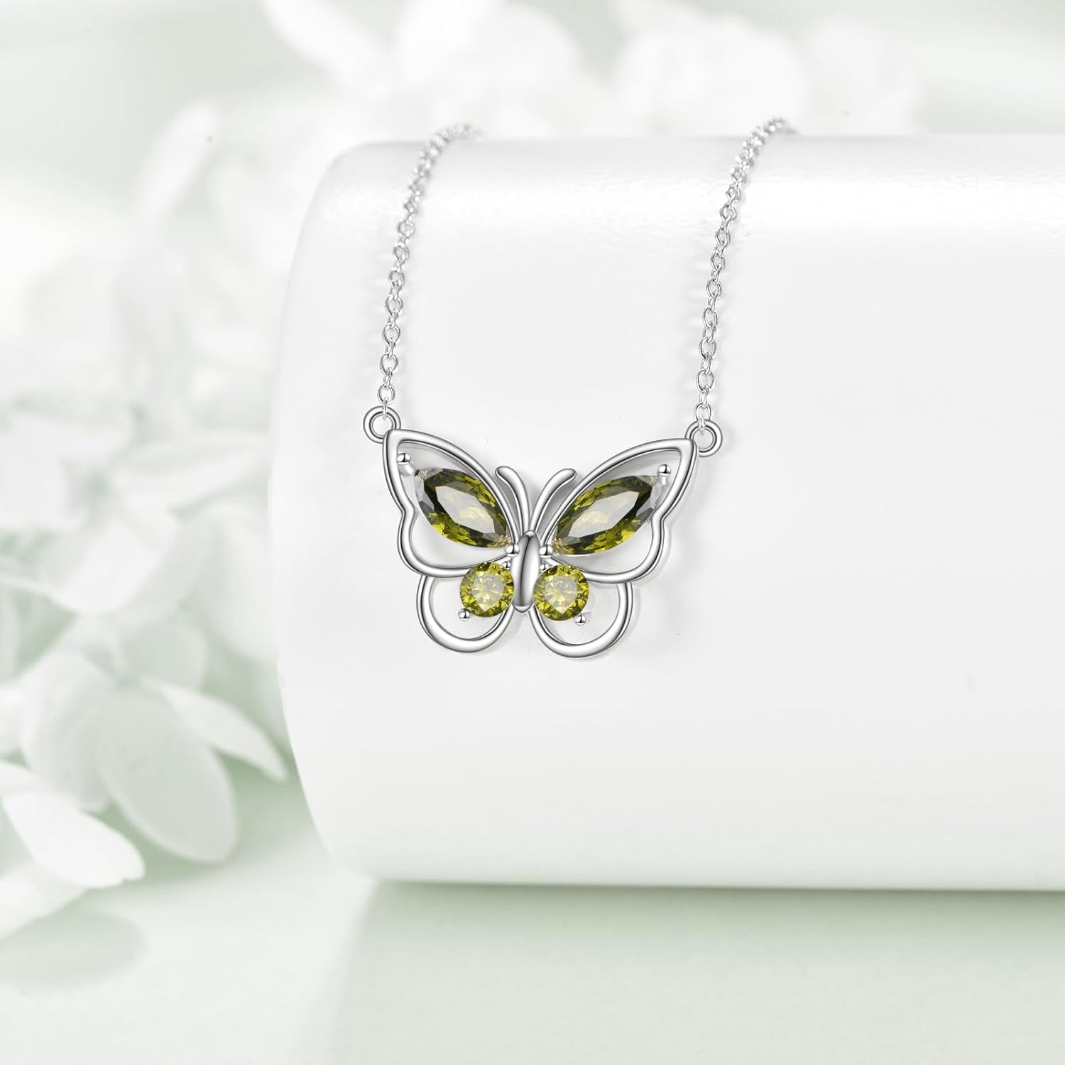 Butterfly Necklace for Women 925 Sterling Silver Crystal Butterfly Pendant Birthstone Amethyst Jewelry Gift