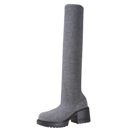

HSMQHJWE Leather Boots For Women Knee High Lace Up Boots For Women Thigh High Women Minimalist Heeled Sock Boots Long Boots Ladies Knee Length Boots Thigh High Lace Boots For Women
