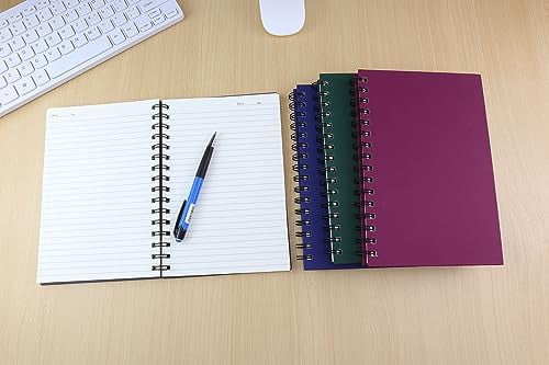 Spiral Notebook Journal,4 Pack A5 Hardcover Spiral Notebooks,5.7" x 8.5",160 Pages,100gsm Paper,College Ruled Journals for Study and Notes (Red, Green,Blue,Grey)