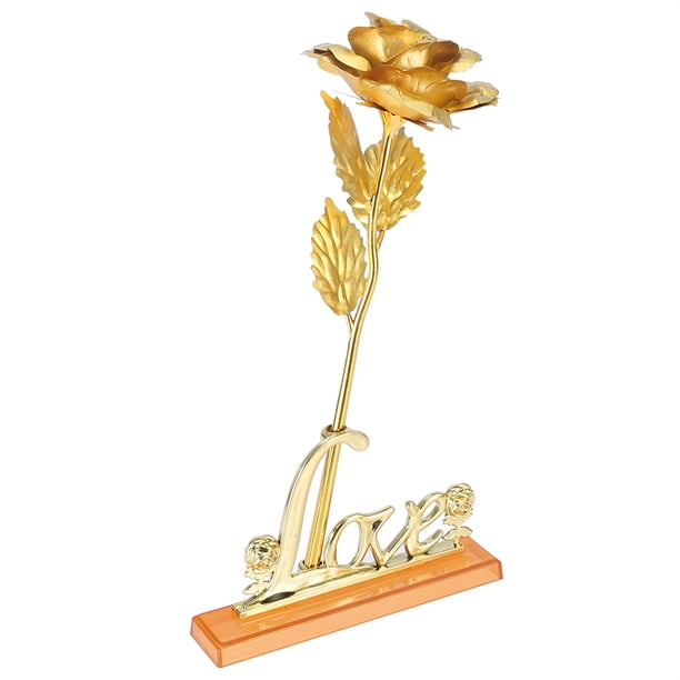 Regalo de la flor de la hoja Jadeshay Rosa de hoja artificial dorada 24K