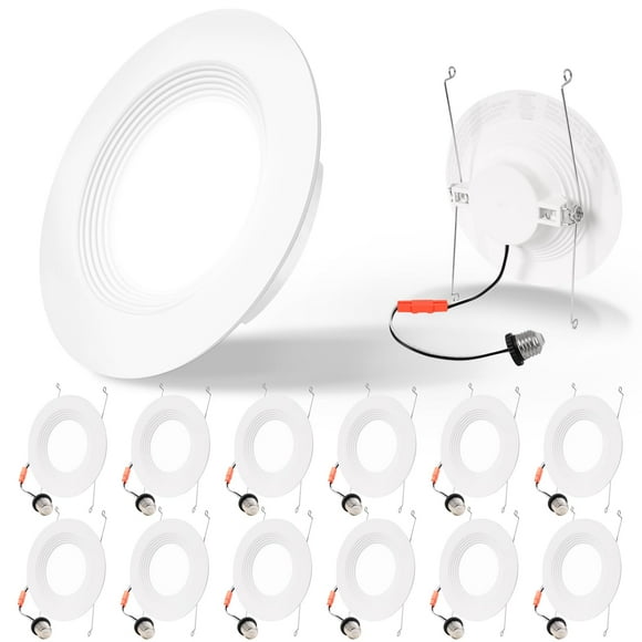 E ENERGETIC LIGHTING LED Recessed Downlight 6 Inch 12.5W=100W Daylight 5000K 950LM Retrofit LED Recessed Ceiling Light Dimmable Trim Can Lights Baffle Trim Damp Rated ETL 12 Pack