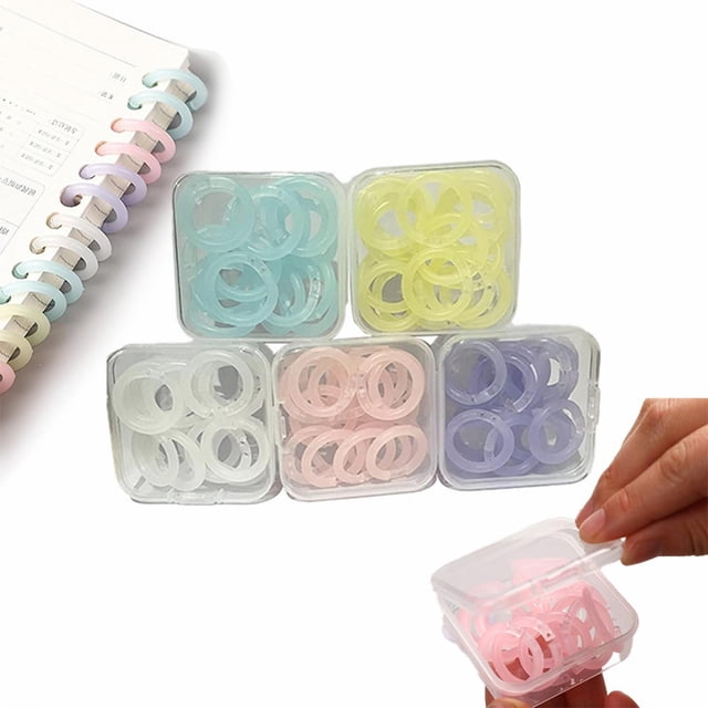 Back to Schol! Yuehao Office Cabinet 100 Pcs Plastic Loose Leaf Rings, 15 Mm 5-Color Set (White/Yellow/Blue/Pink/Purple) Book Rings for Document Organization