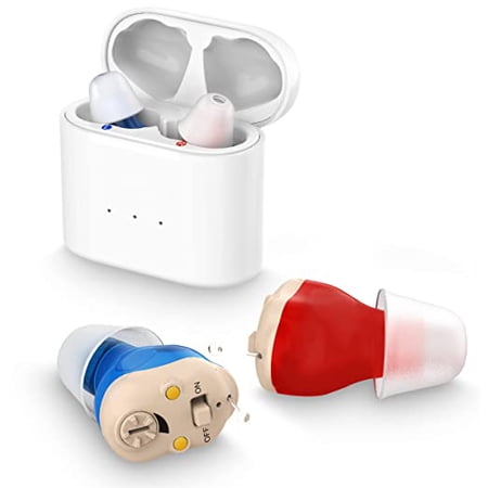 Icebreaker Personal Sound Amplifiers for Adults, Mini Invisible Rechargeable Personal Sound Amplifiers with Noise Cancelling for Adults or Seniors Volume Control-White