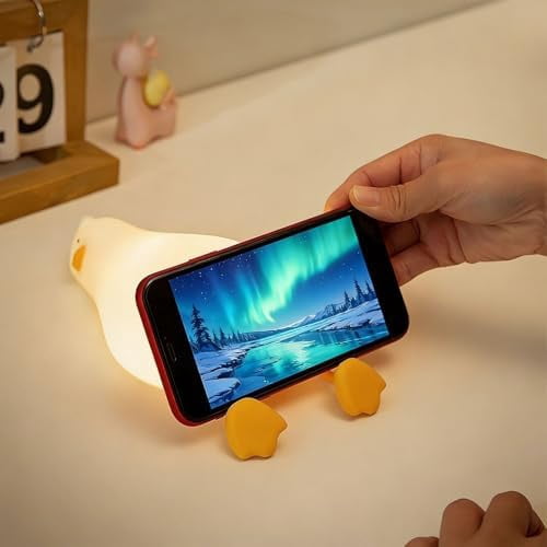 Cute Duck Night Light, Squishy Duck Novelty Animal Lamp, 3 Level Dimmable Nursery Nightlight with Timer, Food Grade Silicone Touch Night Light Fun Gifts for Kids Boys Girls Baby