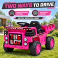 thumbnail image 5 of FUPOJH 12V Ride On Dump Truck for Kids, Electric Truck, Electric Construction Vehicle Toy with Electric Dump Bed, Parents Remote, Bluetooth, Ages 3-5,Pink, 5 of 10