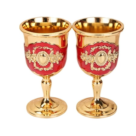 

Vintage Metal White Wine Glass Engraving Flower Pattern Goblet for Home Ornament Kumquat Orange