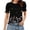 Black-1, variant on Shirts for Women Women's Multi-Color Daisy Print Scoop Neck Tops - Ruffled Puff Short Sleeve Loose Fit Casual Blouses for Daily Wear & Park Outings S-2XL