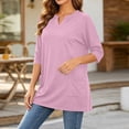 thumbnail image 6 of Bosfbaoi Plus Size Tunic Tops for Women Notched V Neck 3/4 Sleeve Loose Casual Blouse with Side Pockets, 6 of 7