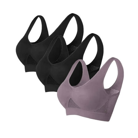 Bra And Panty Set Women S Fashionable Sport Bra Breathable Underwear Large Size No Rims Seamless Hollow Mesh Thin Sports Yoga Bra Set White Women S Blended Underwear M