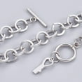 thumbnail image 2 of 1 pc Tarnish Resistant 304 Stainless Steel Cable Chain Bracelets with Toggle Clasps and Key Shape Charm Stainless Steel color 7-5/8 inch(19.5cm) 9mm, 2 of 2