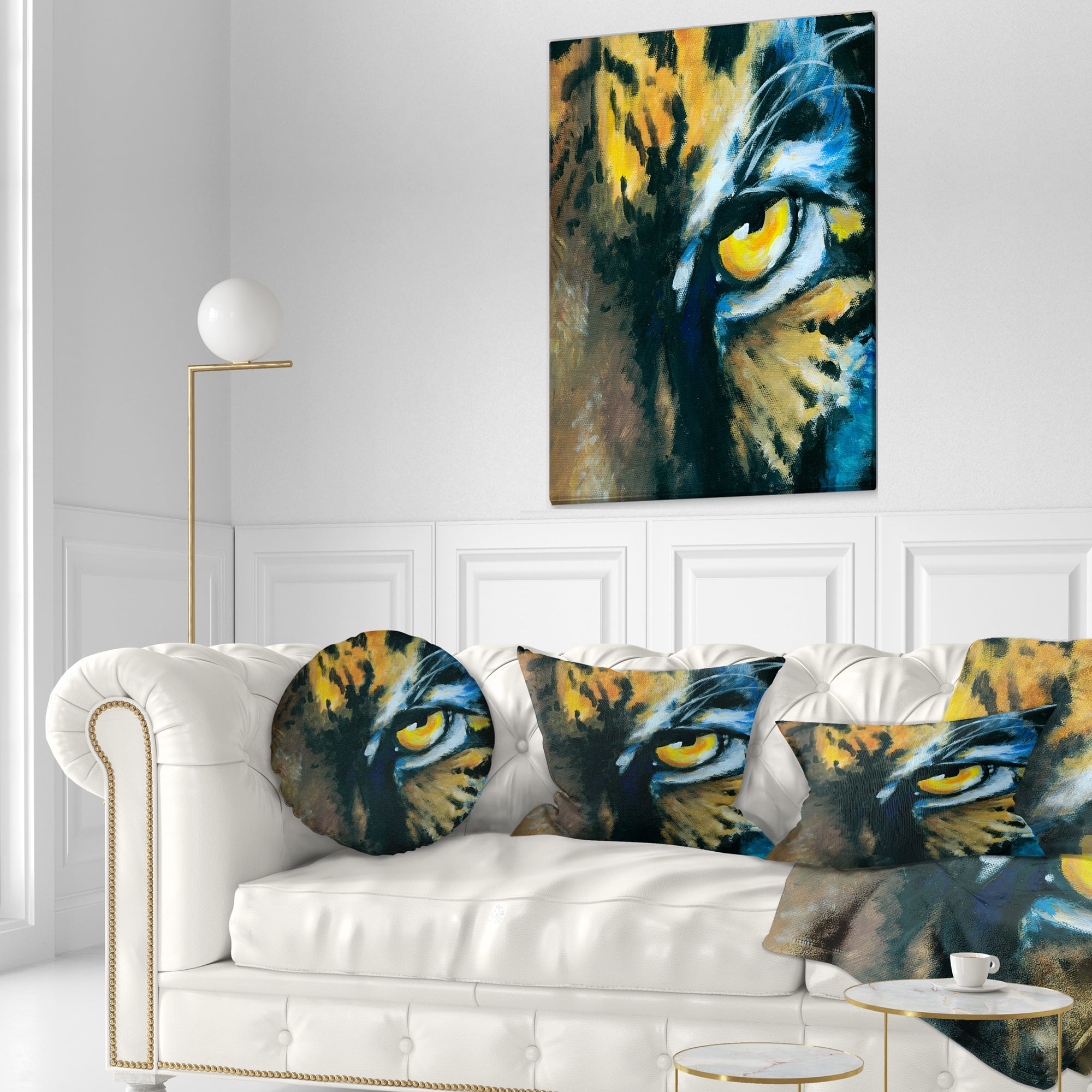 Designart Ferocious Eye of Tiger - Abstract Throw Pillow - 12x20
