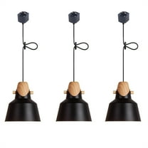 JLOWCO Modern Adjustable Height H Track Pendant Lighting for Kitchen Island 3 Pack Light Fixture Dining RoomModern Light Fixture Led Black Lights (LED Bulb Include)
