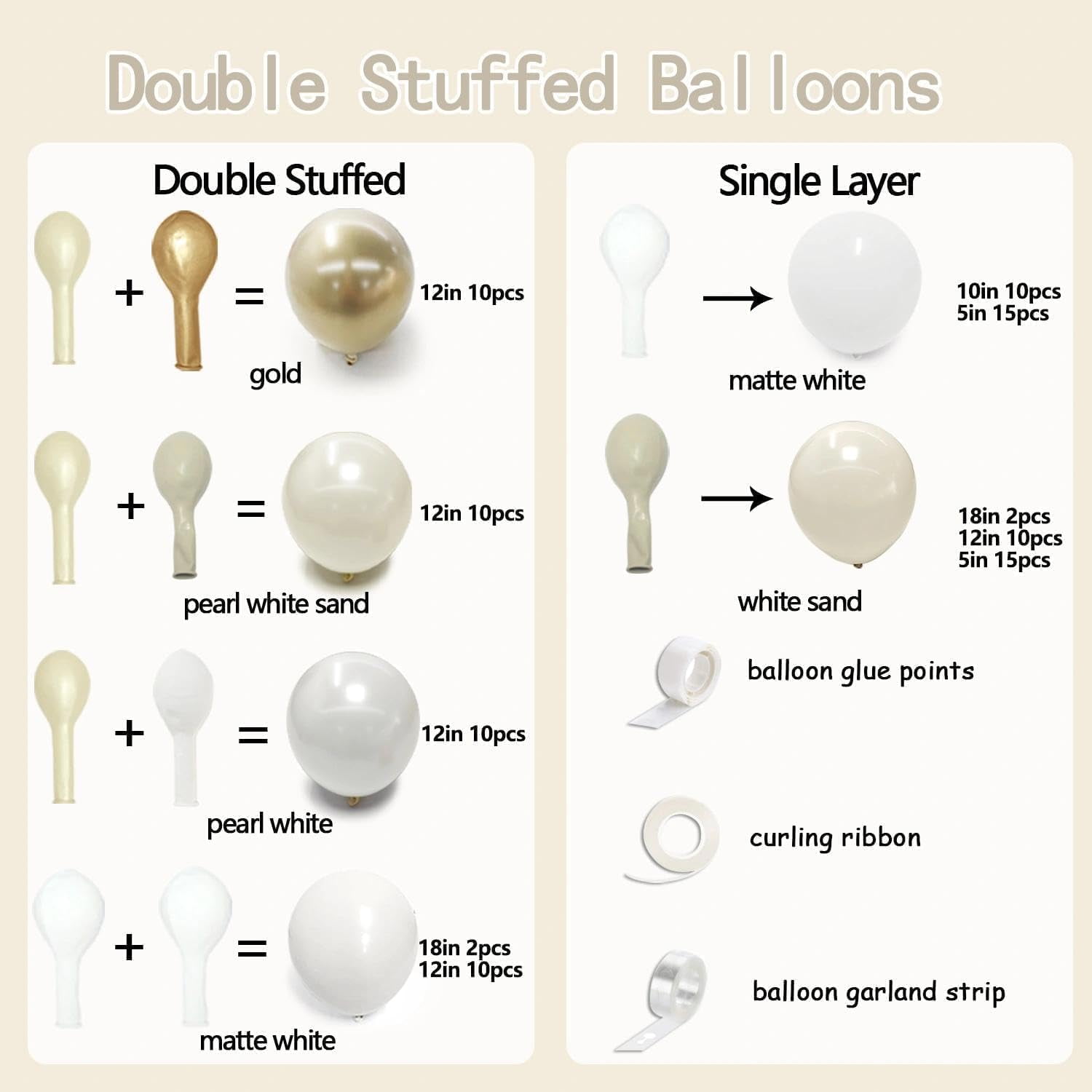 White Gold Balloon Arch Pearl White Sand Balloons Cream Beige Balloon Garland Kit for Boho Baby Showers Wedding Bridal Birthday Party Decorations