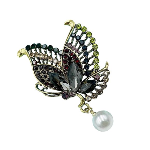 Exquisite Crystal Butterfly Brooch Colorful Rhinestones Animal Breastpin Clothing Accessories for Evening Gatherings Green