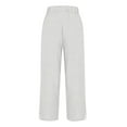 thumbnail image 6 of Chroia Women High Waisted Button Slit Linen Pants, 2026 Straight Leg Solid Elastic Drawstring Cropped Casual Trousers, 6 of 9