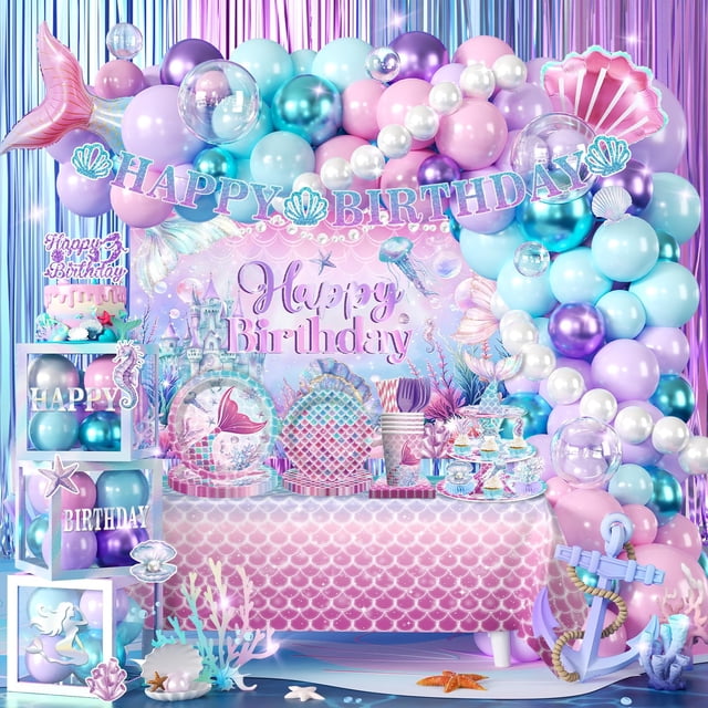 Decoraciones para Fiesta de Sirenas Fexivo Set de Guirnalda de Globos 295 Piezas