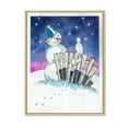 thumbnail image 3 of Designart Christmas Snowman With Cat Traditional Floating Frame Wall Art, 3 of 4