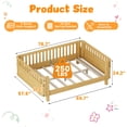 thumbnail image 5 of PORKISS Full Size Bed with Fence for Kids, Solid Wood Full Platform Bed Frame with Slats and Safety Guardrails for Girls Boys, Removable Guardrail, No Box Spring Needed, Natural, 5 of 9