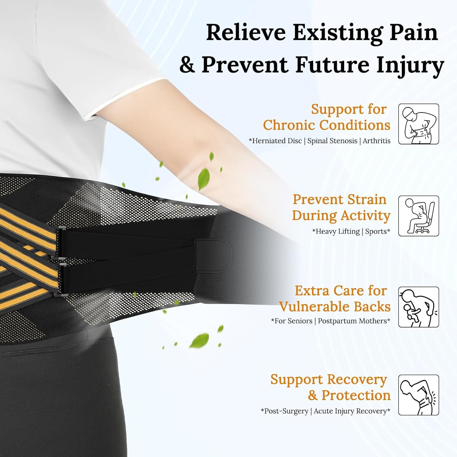 JIUFENTIAN Copper Back Brace for Women Men Lower Back Pain Relief, Herniated Disc-Lower Back Support Belt for Lifting, Sitting, Working, Muscle Strain & Recovery-m