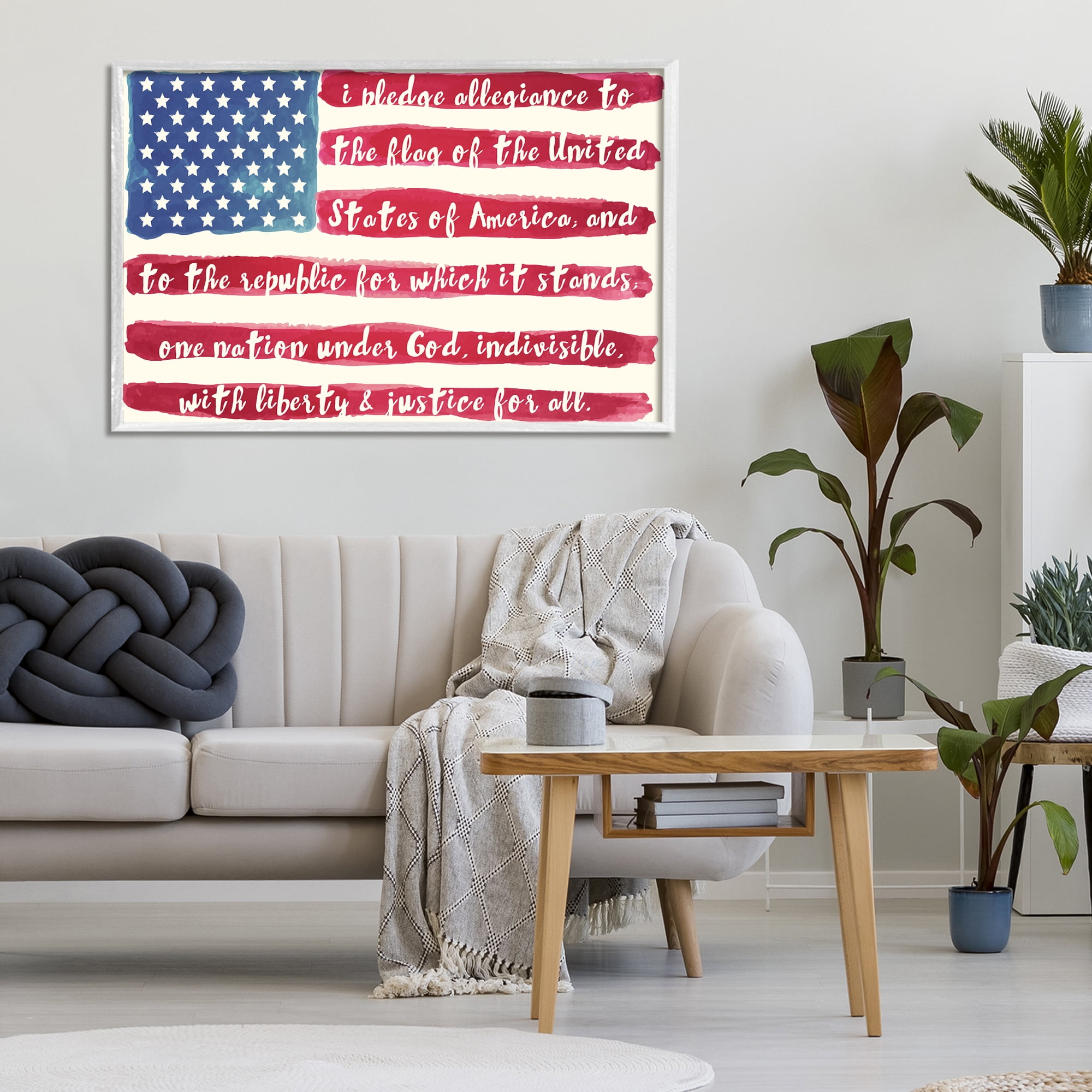 Stupell Industries Pledge Of Allegiance Flag Stripes White Framed Giclee Art, design by Sophie 6