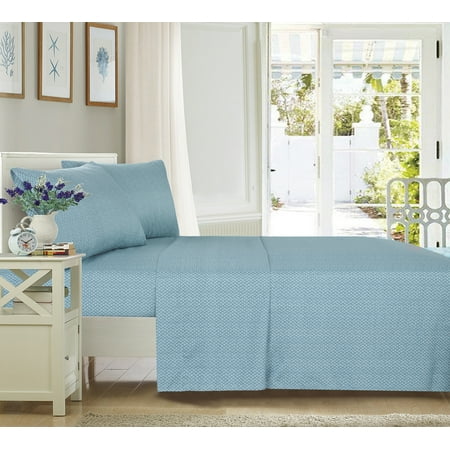 Mainstays Ultra Soft High Quality Microfiber Bed Sheet Set, Full, Aqua Dot, 4 Piece
