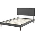 thumbnail image 3 of Modern Contemporary Urban Design Bedroom Full Size Platform Bed Frame, Fabric, Grey Gray, 3 of 5