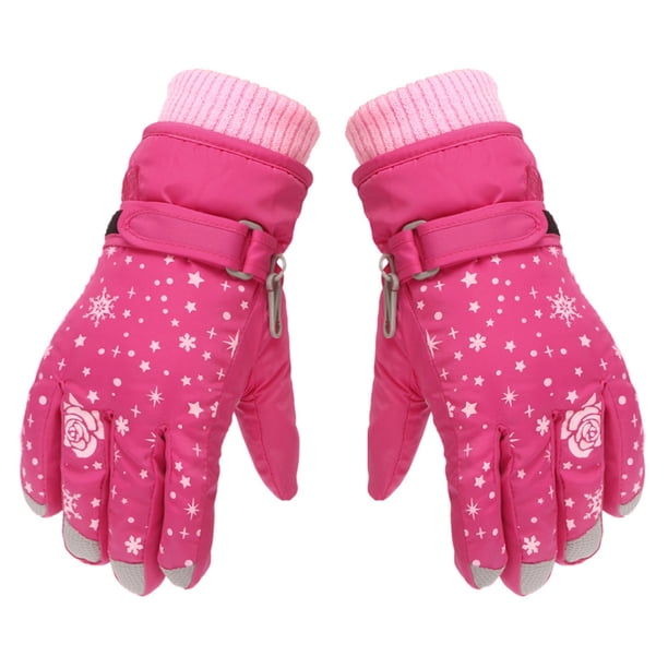 Qarigey 1 par de guantes para esquiar en la nieve para niños, guantes a prueba de viento, mitones de calentamiento ajustables, equipo deportivo para guantes y mitones Rojo Qarigey AP013201-01