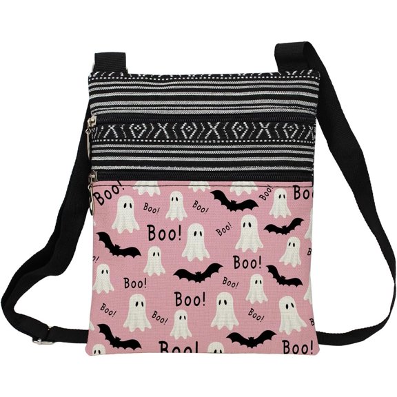 Spook Boo Messenger Bag Small Ethnic Adjustable Strap Crossbody Zipper Pouch Spook Boo Phone Organizer Wallet Handbag Halloween Present for Women