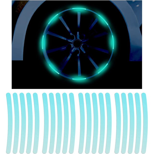Pegatinas reflectantes para ruedas de coche, moto, bicicleta y cochecito; bandas reflectantes universales de seguridad contra la radiación (20 hojas)