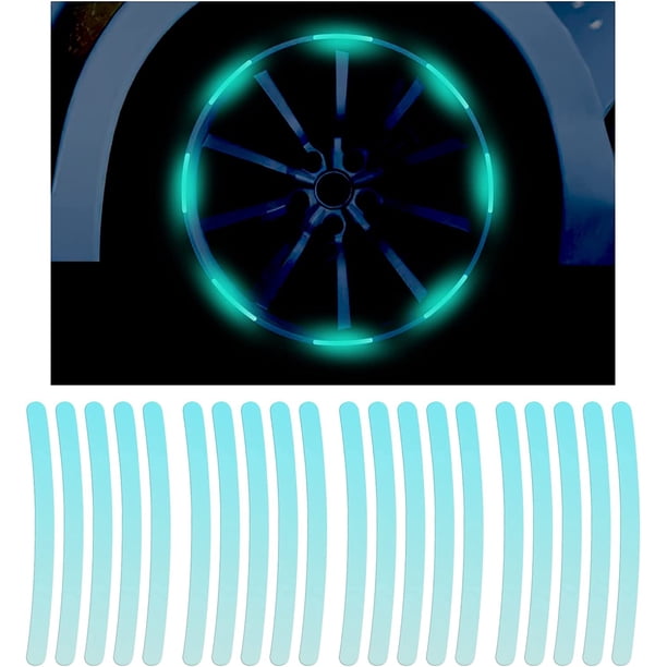 Pegatinas reflectantes para ruedas de coche, moto, bicicleta y cochecito; bandas reflectantes universales de seguridad contra la radiación (20 hojas)